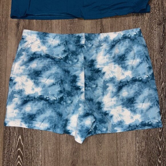 Lands' End Women's 2-Piece Knit Short Pajama Set, Blue, Size 1X (16W-18W) - Picture 4 of 7